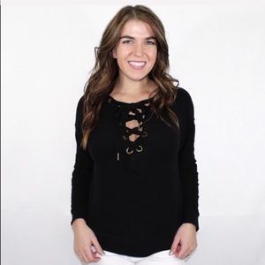 Betsey Johnson performance sweater with strings